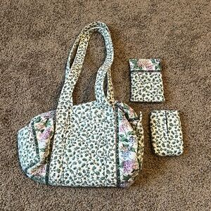 Vera Bradley Vintage 90s 100 Classic Mini Duffel Purse HTF Lilac Time Print